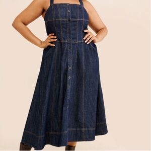 Anthropologie Sqaure Neck Buttondown Corset Dress Plus size 26W